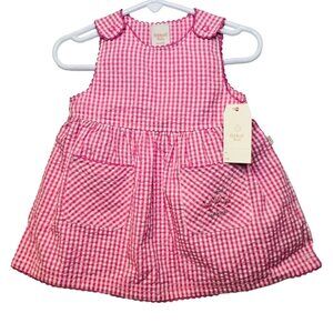 OshKosh - NWT girls 12mo pink/white checked romper with bloomers/diaper cover